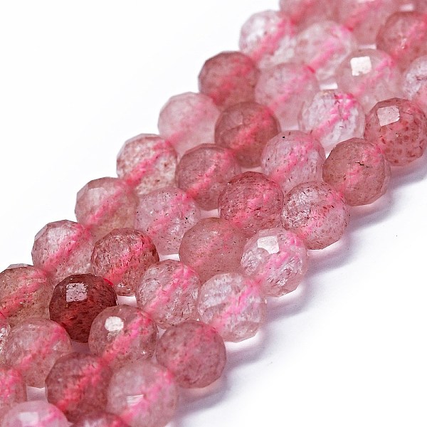 

PandaHall Natural Strawberry Quartz Beads Strands, Faceted(64 Facets), Round, 6mm, Hole: 0.8mm, about 62~67pcs/strand, 15.16~15.55 inch...