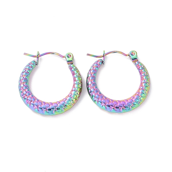 

PandaHall Rainbow Color 304 Stainless Steel Chunky Hoop Earrings for Women, 21x20x3.5mm, Pin: 0.8mm 304 Stainless Steel Round