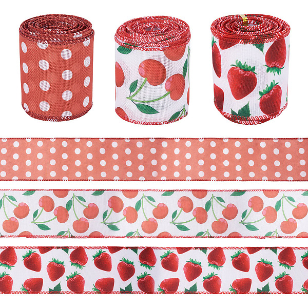 3 Rolls 3 Style Polyester Ribbon