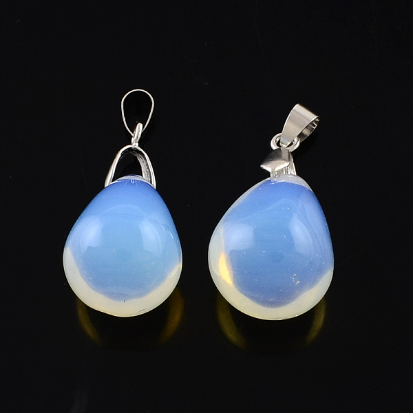 

PandaHall Opalite Pendants with Brass Findings, teardrop, Platinum, 32x17mm, Hole: 4mm Opalite Teardrop