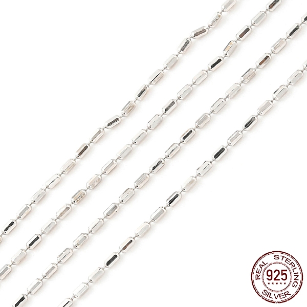 

PandaHall Rhodium Plated 925 Sterling Silver Oval Ball Chains, Unwelded, Platinum, Link: 2x1.2mm Sterling Silver