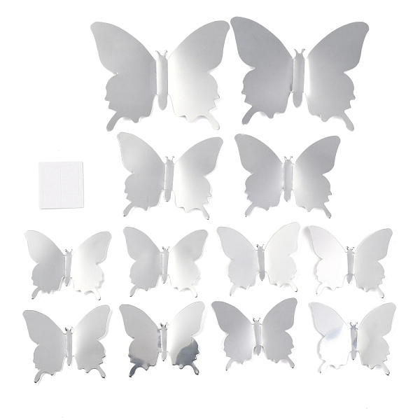 

PandaHall 3D PLastic Mirror Wall Stickers, with Adhesive Tape, for Home Living Room Bedroom Wall Decorations, Butterfly, Silver...