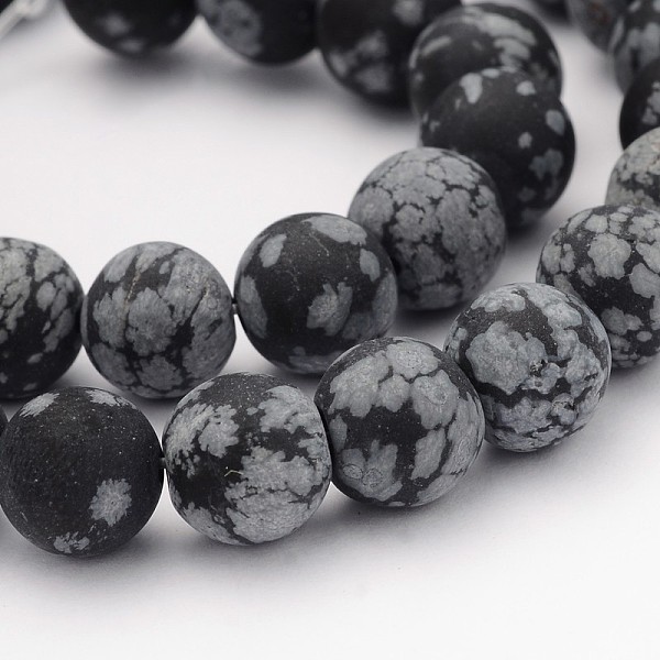 

PandaHall Natural Snowflake Obsidian Gemstone Beads, Frosted, Round, 10mm, Hole: 1mm, about 40pcs/strand, 14.9 inch Snowflake Obsidian Round