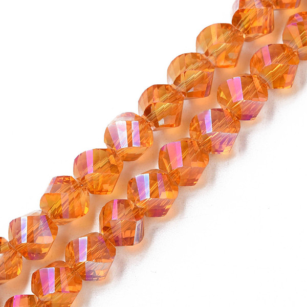 

PandaHall Electroplate Transparent Glass Beads Strands, Faceted, Nuggets, Dark Orange, 8x7mm, Hole: 1.4mm, about 72pcs/strand, 20.08 inch...