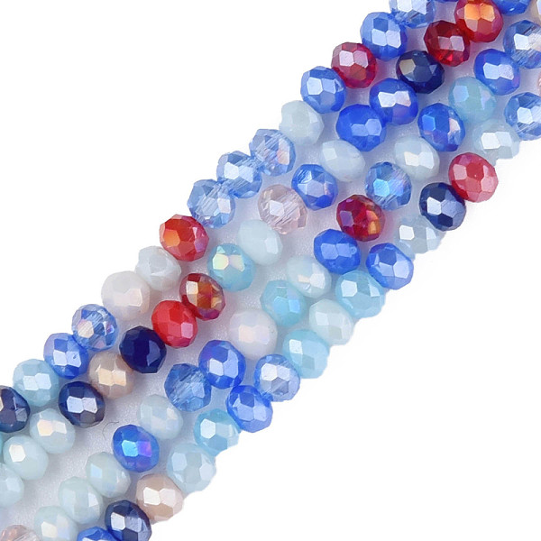 

PandaHall Glass Beads Strands, Faceted, Rondelle, Cornflower Blue, 3.5x3mm, Hole: 0.9mm, about 130Pcs/strand, 14.37 inch(36.5cm) Glass...