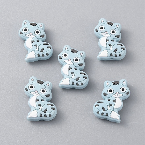 

PandaHall Cat Silicone Beads, DIY Nursing Necklaces and Bracelets Making, Chewing Pendants For Teethers, Sky Blue, 29x21x9.5mm, Hole: 2mm...