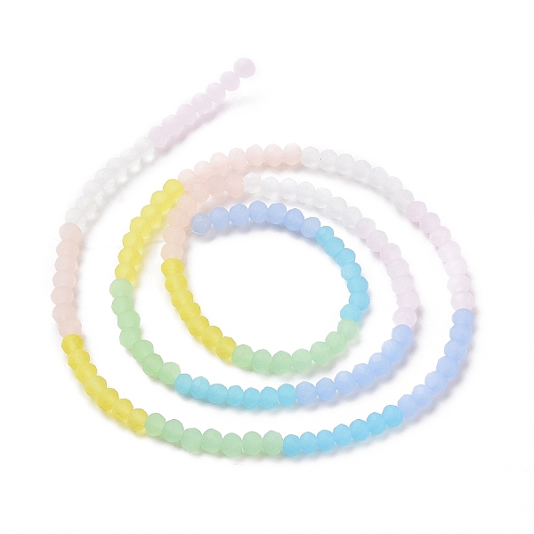 

PandaHall Frosted Gradient Color Glass Bead Strands, Segmented Multi-color Beads, Faceted, Round, Colorful, 4x3mm, Hole: 0.9mm, about..., Multicolor