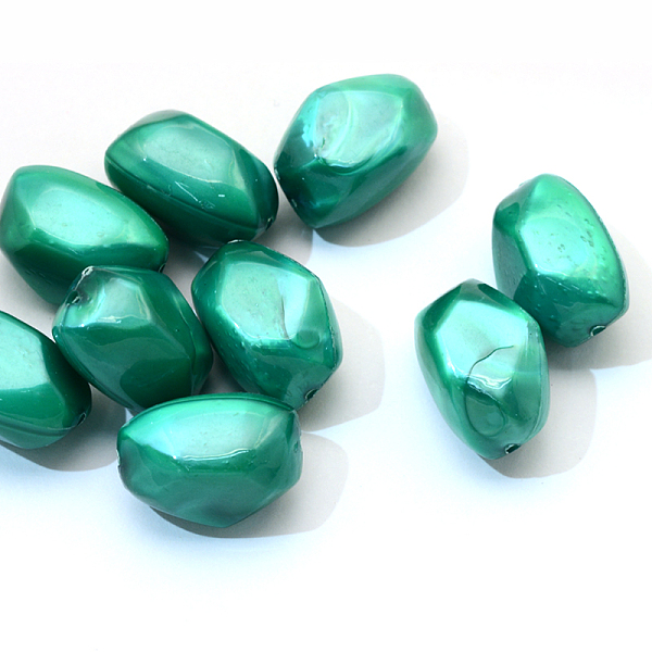 

PandaHall Pearlized Acrylic Beads, Nuggets, Teal, 20x15~15.5x14~14.5mm, Hole: 1.5mm Acrylic Nuggets Cyan