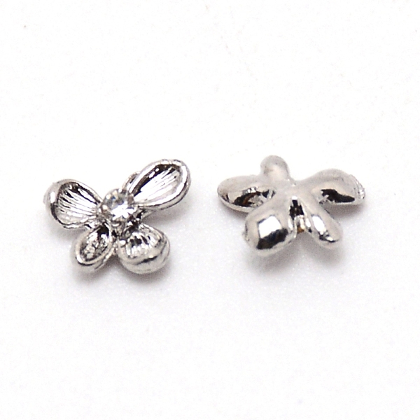 

PandaHall Zinc Alloy Cabochons, with Rhinestone, for Nail Art Studs and Nail Art Decoartion Accessories, Butterfly, Platinum, 5.5x7x2.5mm..., Clear