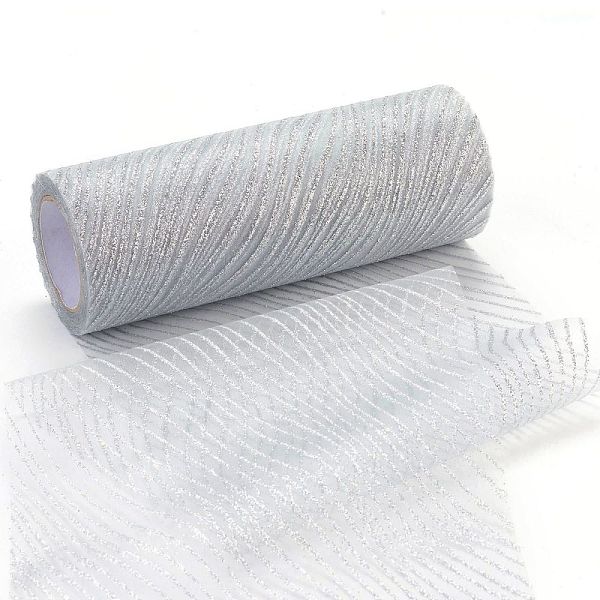 

PandaHall Glitter Deco Mesh Ribbons, Tulle Fabric, for Wedding Party Decoration, Skirts Decoration Making, Silver, 5.9 inch(15cm)...