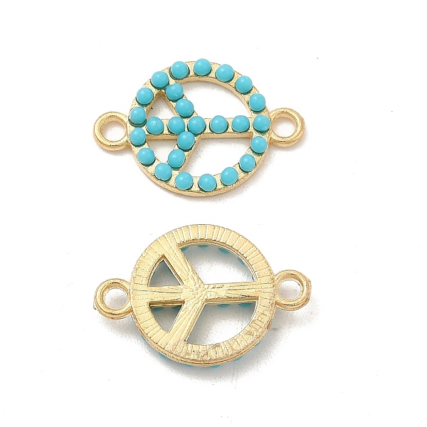 

PandaHall Alloy Connector Charms, with Synthetic Turquoise, Peace Sign, Golden, 18x12x2.5mm, Hole: 1.8mm Alloy Peace Sign Green