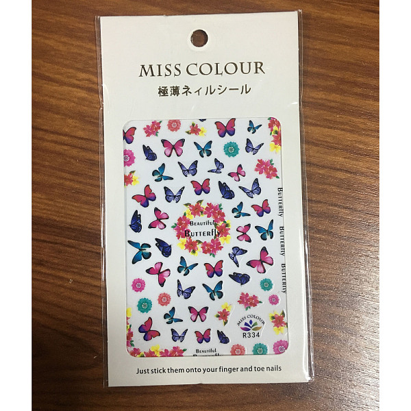 

PandaHall Nail Art Stickers Decals, Self-Adhesive, for Nail Tips Decorations, Butterfly Pattern, 94x63x0.1mm Paper Butterfly Pink