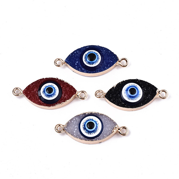 

PandaHall Resin Druzy Links Connectors, with Edge Light Gold Plated Iron Findings & Glitter Powder, Eye, Mixed Color, 12.5x32x7mm, Hole..., Multicolor