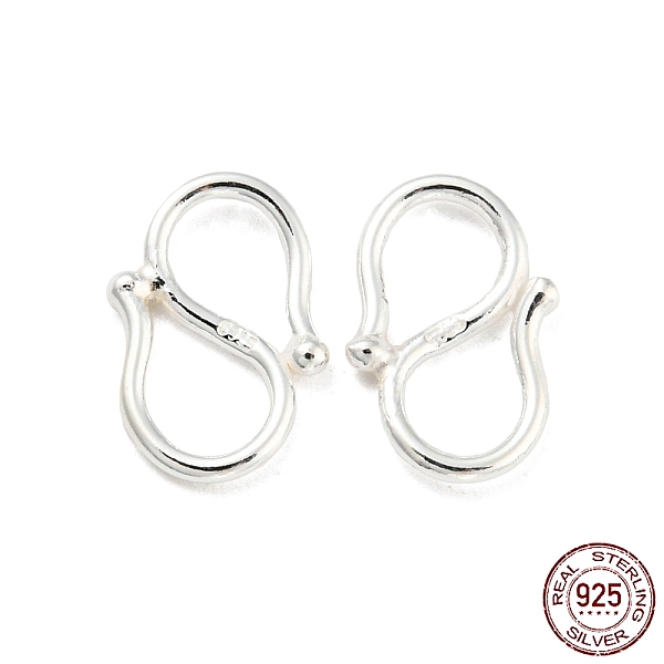 

PandaHall 925 Sterling Silver S-Hook Clasps, with 925 Stamp, Silver, 10x7x1mm, Hole: 4.5x3.5mm Sterling Silver