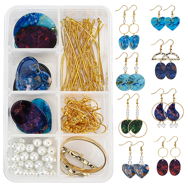 

PandaHall SUNNYCLUE DIY Resin Dangle Earring Making Kits, 16Pcs Heart Resin Pendants, 10Pcs Half Round Alloy Links and Brass Linking Rings..., Multicolor