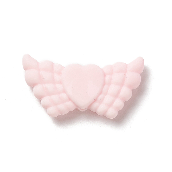 

PandaHall Silicone Focal Beads, Heart with Wing, Misty Rose, 19x38x8mm, Hole: 3mm Silicone Heart