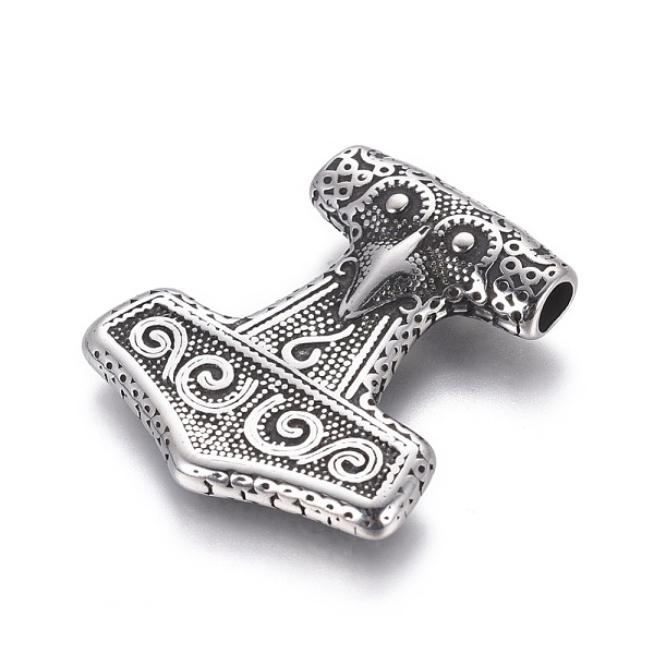 

PandaHall 304 Stainless Steel Pendants, Thor's Hammer, Antique Silver, 36x32.5x7mm, Hole: 4.5x3.5mm 304 Stainless Steel Others