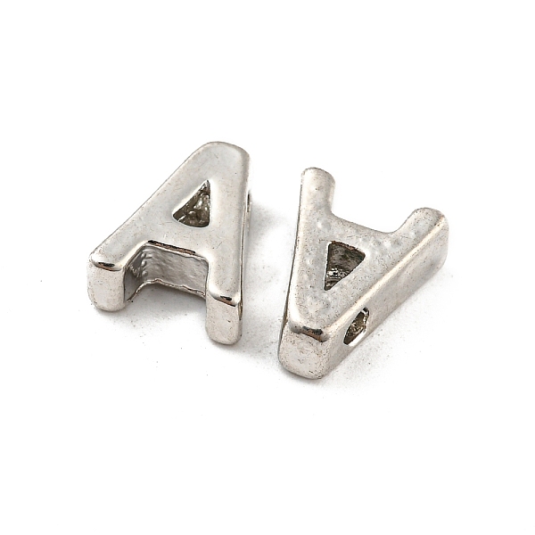 

PandaHall Platinum Plated Alloy Beads, Initial Letter, Letter.A, 10x3mm, Hole: 1.8mm Alloy Letter A