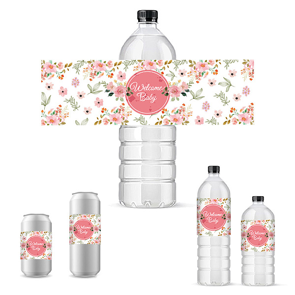 

PandaHall Bottle Label Adhesive Stickers, Rectangle, Flower, 216x64mm Paper Flower