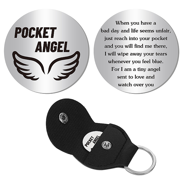 

PandaHall CREATCABIN Pocket Hug Token Gift Inspirational Long Distance Relationship Double-Sided Coin Inspirational Gifts for Friends Women..., Black