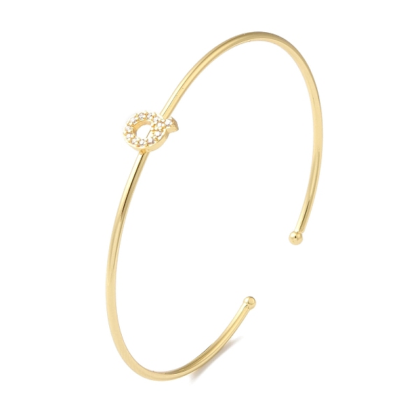

PandaHall Rack Plating Brass Micro Pave Clear Cubic Zirconia Letter Open Cuff Bangles, Torque Bangles for Women, Real 18K Gold Plated, Lead...