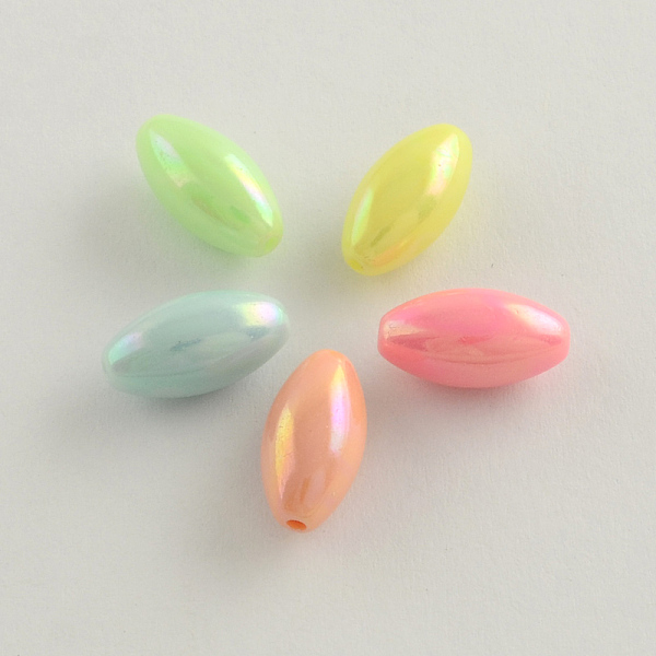 

PandaHall AB Color Plated Rice Acrylic Beads, Mixed Color, 7x14mm, Hole: 1.5mm Acrylic Rice Multicolor