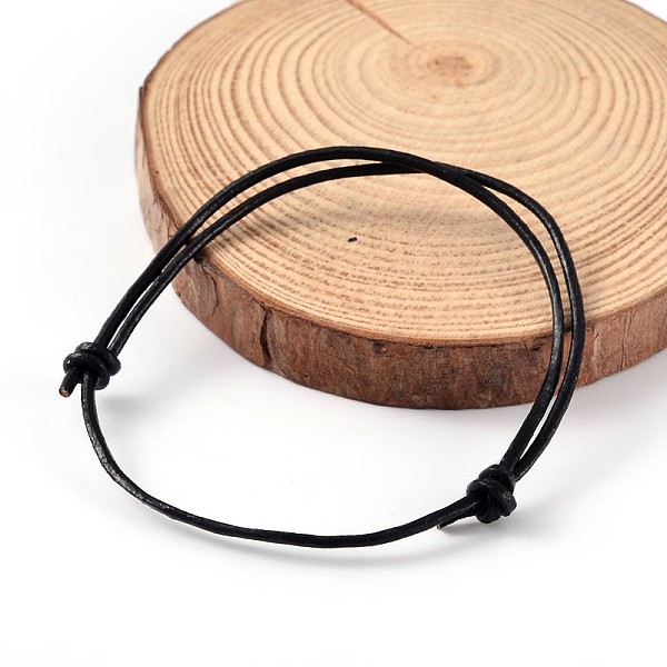 

PandaHall Adjustable Cowhide Leather Cord Bracelet Making, Black, 77mm Leather Black