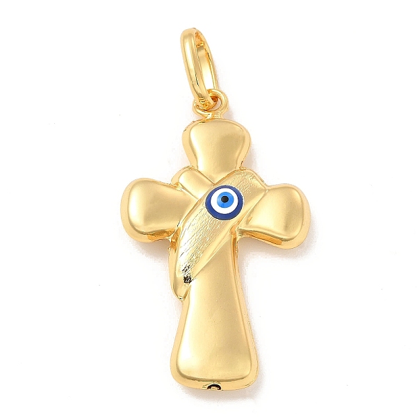 

PandaHall Brass Pendants, with Enamel, Real 18K Gold Plated, Long-Lasting Plated, Cross with Evil Eye Charm, Blue, 40x26x7mm, Hole: 10x7mm...