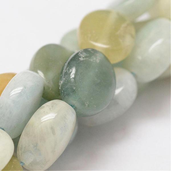

PandaHall Oval Natural Aquamarine Bead Strands, 10x8x5mm, Hole: 1mm, about 40pcs/strand, 15.7 inch Aquamarine Oval