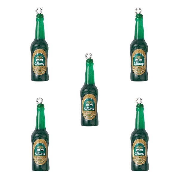 

PandaHall Transparent Resin Pendants, with Stickers and Platinum Tone Iron Loops, Mini Beer Bottle Charms, Green, 36x10mm Iron+Resin Bottle...