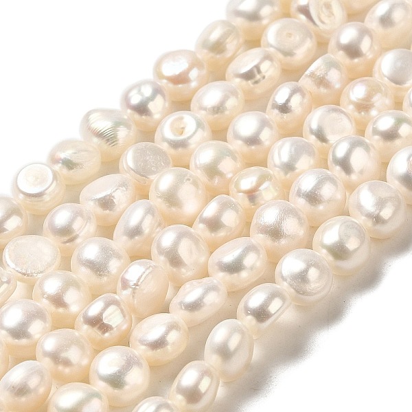 

PandaHall Natural Cultured Freshwater Pearl Beads Strands, Two Sides Polished, Grade 3A, PapayaWhip, 7~7.5x7~7.5x6~7mm, Hole: 0.5mm, about..., Orange