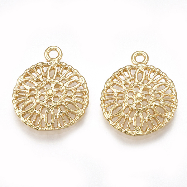 

PandaHall Brass Pendants, Flat Round, Real 18K Gold Plated, 19x15.5x3mm, Hole: 1.5mm Brass Flat Round
