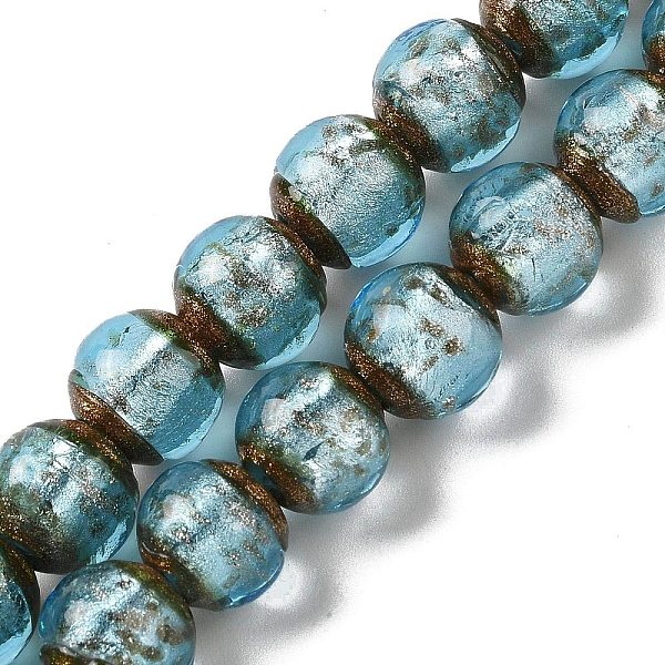 

PandaHall Handmade Gold Sand Lampwork Beads Strands, Round, Sky Blue, 12mm, Hole: 1.8mm, about 42~45pcs/strand, 18.50''~20.87''(47~53cm)...