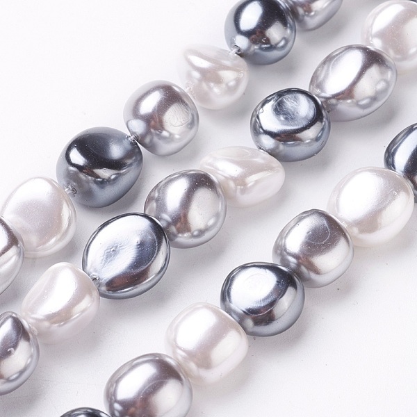

PandaHall Electroplate Shell Pearl Beads Strands, Nuggets, Mixed Color, 12~18x11~16x8~11.5mm, Hole: 0.8mm, about 26pcs/strand, 15.7 inch~16..., Multicolor