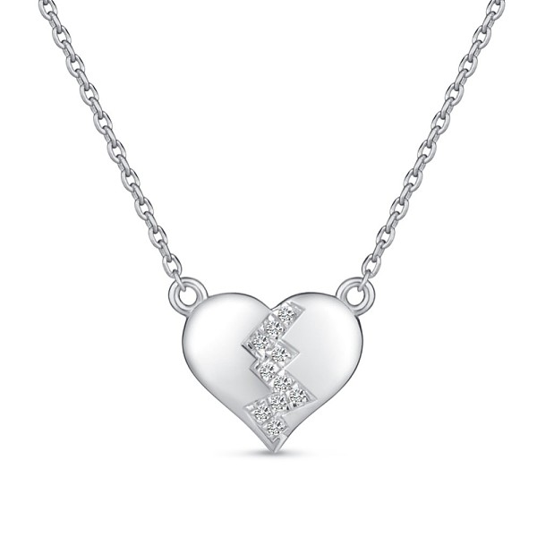 Tinysand Coeur Brisé 925 Colliers Pendentifs En Argent Sterling Avec Zircone Cubique