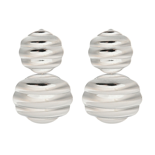 

PandaHall 304 Stainless Steel Stud Earrings for Women, Flat Round with Ripple, Stainless Steel Color, 57x33mm 304 Stainless Steel Flat Round