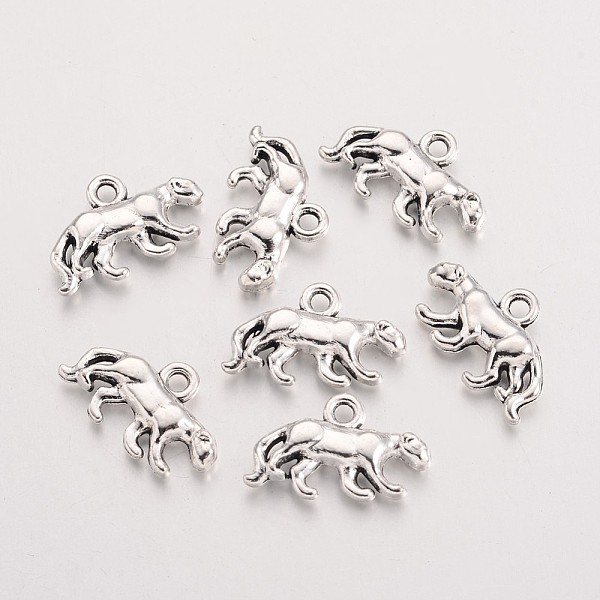 

PandaHall Tibetan Style Alloy Leopard Charms, Lead Free & Cadmium Free, Antique Silver, 11x18x3.5mm, Hole: 2mm Alloy Leopard