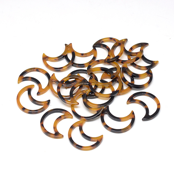 

PandaHall Cellulose Acetate(Resin) Pendants, Moon, Goldenrod, 25.5x21.5x2.5mm, Hole: 1.5mm Cellulose Acetate Moon Gold