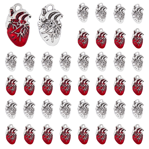 

PandaHall DICOSMETIC 60Pcs 2 Style Tibetan Style Alloy Pendants, with Enamel, Heart, Antique Silver, 25x16x4mm, Hole: 2.5mm, 30pcs/style...