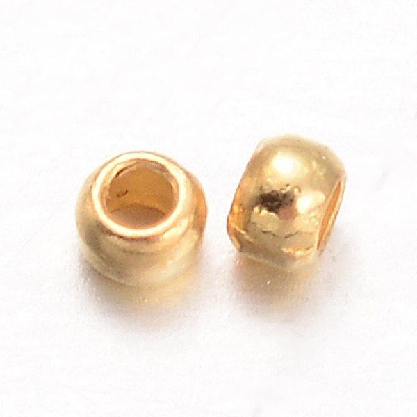 

PandaHall Rondelle Brass Crimp Beads, Golden, 1.5mm, Hole: 0.5mm Brass Rondelle