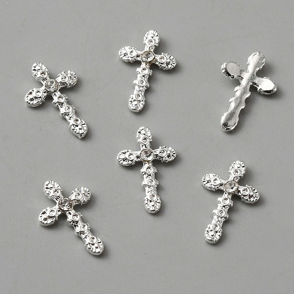 

PandaHall Alloy Rhinestone Cabochons, Nail Art Decoration Accessories, Cross, Silver, 13.5x8.5x2mm Alloy+Rhinestone Cross