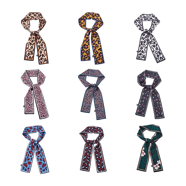 

PandaHall Givenny-EU 9Pcs 9 Color Silk Scarves Decorate, Scarf Necklaces, Leopard Print Pattern, Mixed Color, 45.28 inch(115cm), 7x0.05cm..., Multicolor