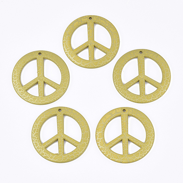

PandaHall Acrylic Big Pendants, Peace Sign, Spray Painted & Crackle, Dark Khaki, 50x3.5mm, Hole: 2.5mm Acrylic Peace Sign Yellow