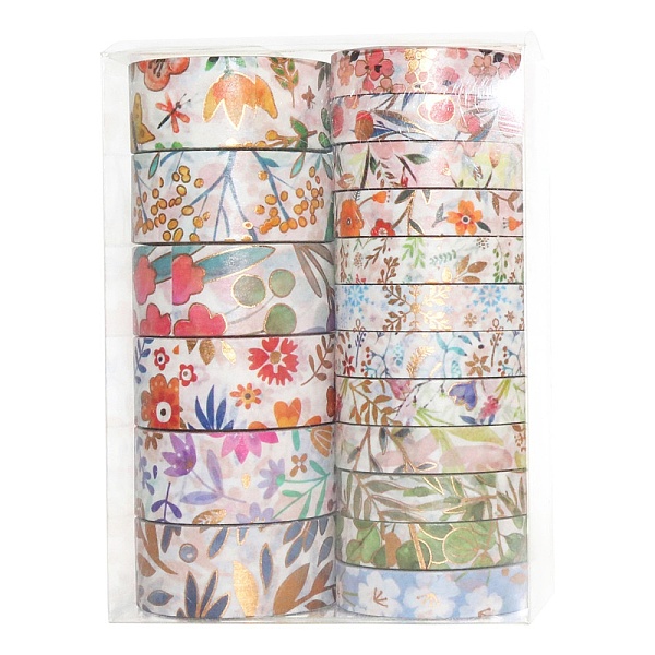 

PandaHall Floral Theme Pattern Paper Adhesive Tape, Hot Stamping Roll Stickers, for Card-Making, Scrapbooking, Diary, Planner, Envelope &..., Multicolor
