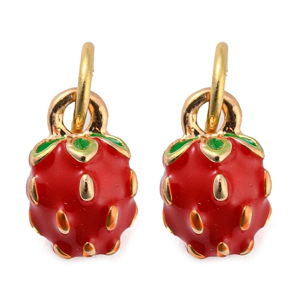 

PandaHall Strawberry Rack Plating Brass Enamel Charms, with Jump Ring, Long-Lasting Plated, Cadmium Free & Lead Free, Real 18K Gold Plated..., Red