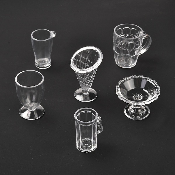 

PandaHall 6Pcs Transparent Plastic Food Play Cup Set, Simulation Miniature Cups, Children Clay Mold Toys, Clear, 25~43x21~31x29~50mm, Hole...