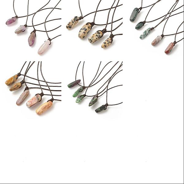 

PandaHall 5Pcs 5 Style Natural Mixed Gemstone Nuggets Pendant Necklace with Cowhide Leather Cord for Women, 13.58~27.17 inch(34.5~69cm)...