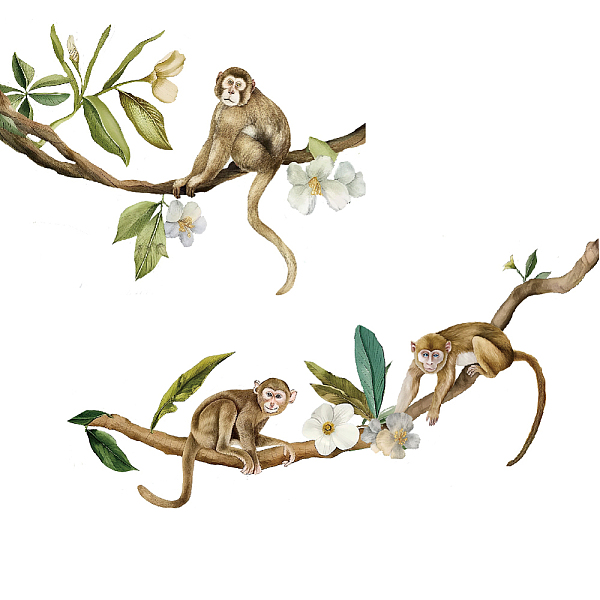 

PandaHall SUPERDANT Monkey Branch Wall Sticker Carton Animals Wall Decals Nursery Wall Sticker Peel and Stick Vinyl Wall Art Decor for...