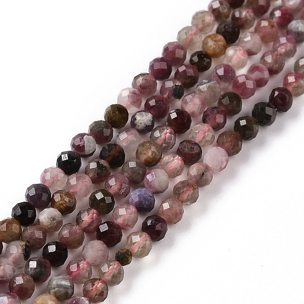 

PandaHall Natural Tourmaline Beads Strands, Faceted, Round, 3.5mm, Hole: 0.6mm, about 118pcs/strand, 15.87''(40.3cm) Tourmaline Round