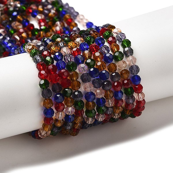 

PandaHall Transparent Glass Beads, Faceted(32 Facets), Round, Mixed Color, 4mm, Hole: 0.7mm, about 87~93pcs/strand, 32~33cm Glass Round..., Multicolor